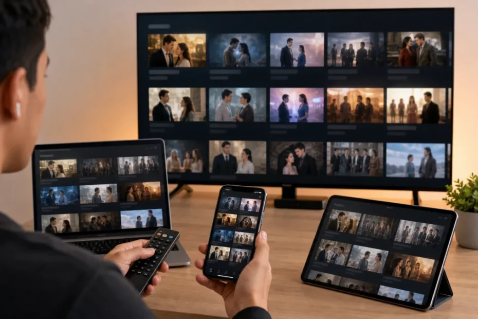 Dispositivos exibindo plataformas para assistir doramas