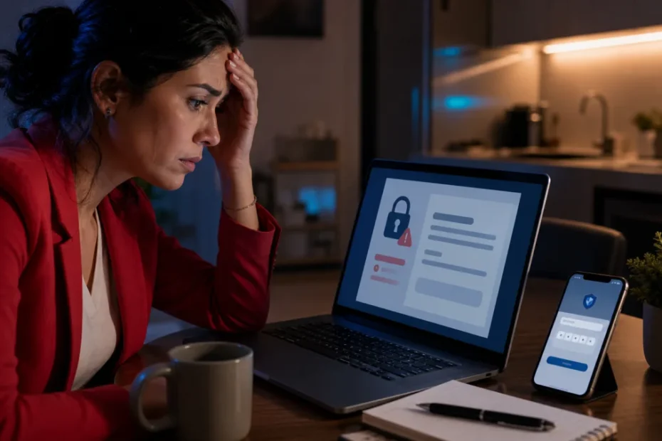 Pessoa tentando recuperar Gmail bloqueado por atividade suspeita