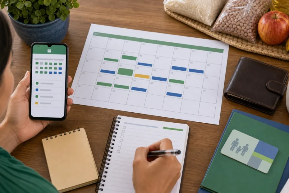 Pessoa consultando calendário de pagamento do Bolsa Família pelo celular