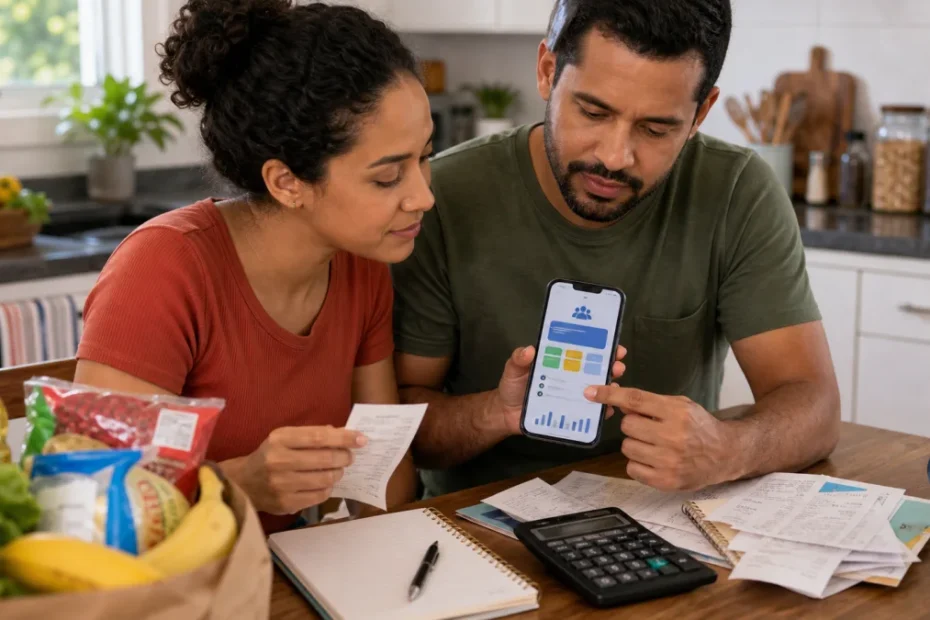 Família consultando valor do Bolsa Família pelo celular