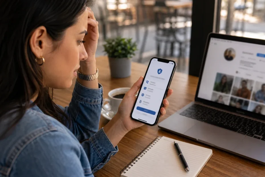 Pessoa recuperando senha de rede social pelo celular sem acesso ao email